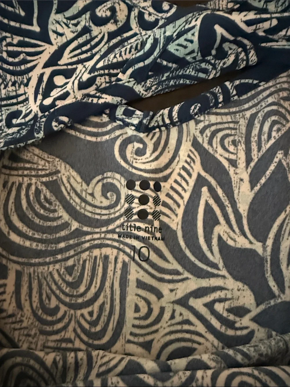 Title Nine Blue & White Nimblene Floral Wave Activewear Dress Size 10